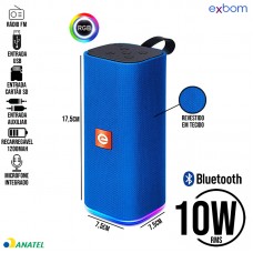 Caixa de Som Bluetooth RGB CS-M33BTL Exbom - Azul